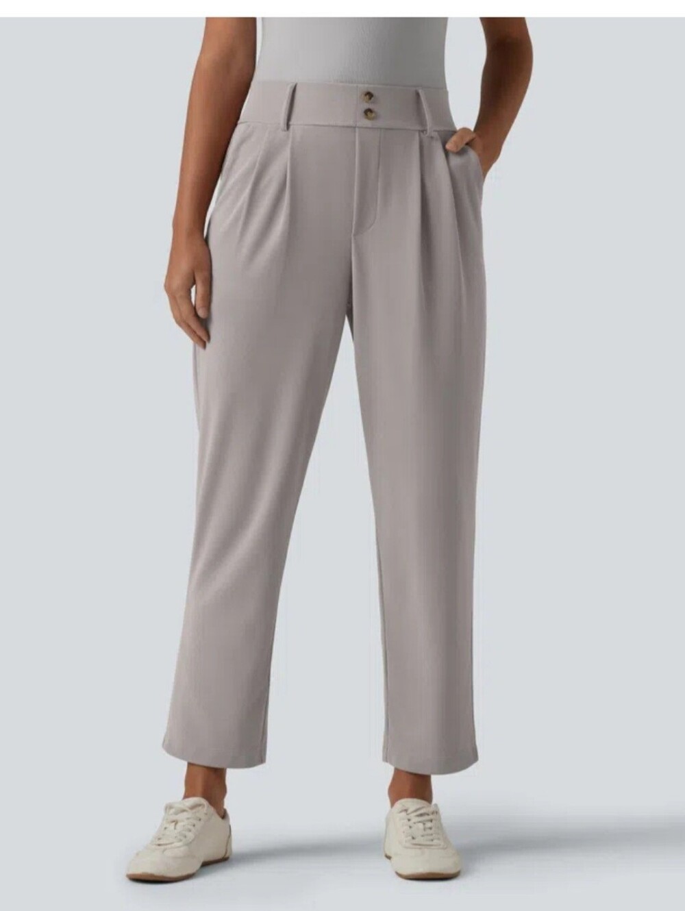 Halara Flex™ L NWT Mink Ash High Waisted Tapered Waffle Work Pants with Pockets